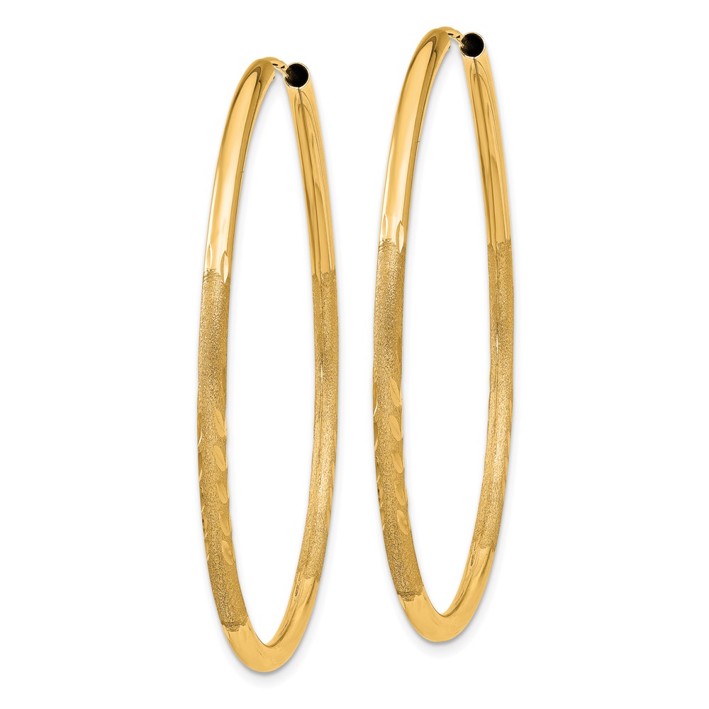 14k 2mm Satin Diamond-cut Endless Hoop Earrings (XY1180)