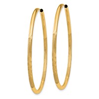 14K Yellow Gold 2x 40mm Satin Diamond-cut Endless Tube Hoop Earrings view 2