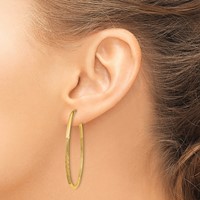 14K Yellow Gold 2x 40mm Satin Diamond-cut Endless Tube Hoop Earrings view 3