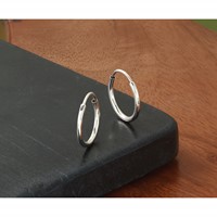 14K White Gold 1.5x 15mm Polished Endless Tube Hoop Earrings view 5