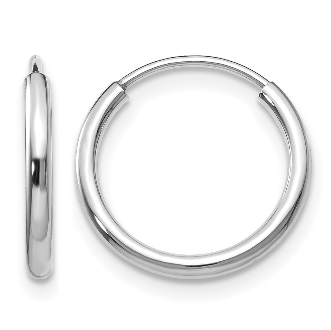 14k White Gold 1.5mm Polished Endless Hoop Earrings (XY1181)