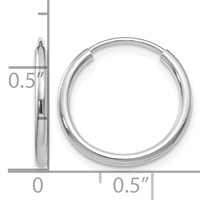 14K White Gold 1.5x 16mm Polished Endless Tube Hoop Earrings view 4