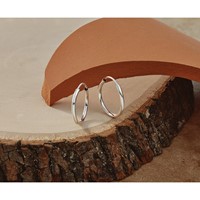 14K White Gold 1.5x 16mm Polished Endless Tube Hoop Earrings view 5