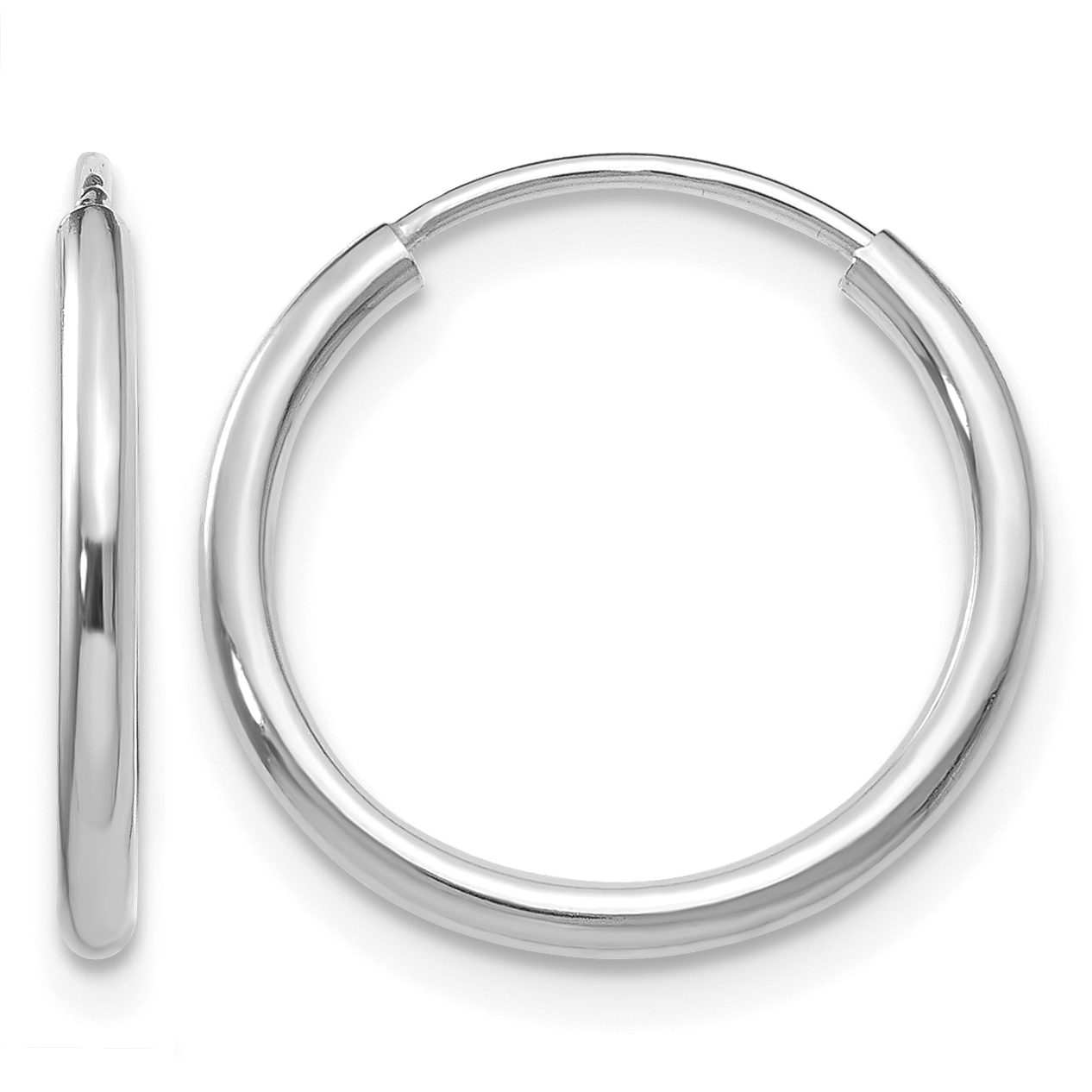 14k White Gold 1.5mm Polished Endless Hoop Earrings (XY1182)