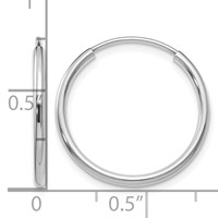 14K White Gold 1.5x 17mm Polished Endless Tube Hoop Earrings view 4