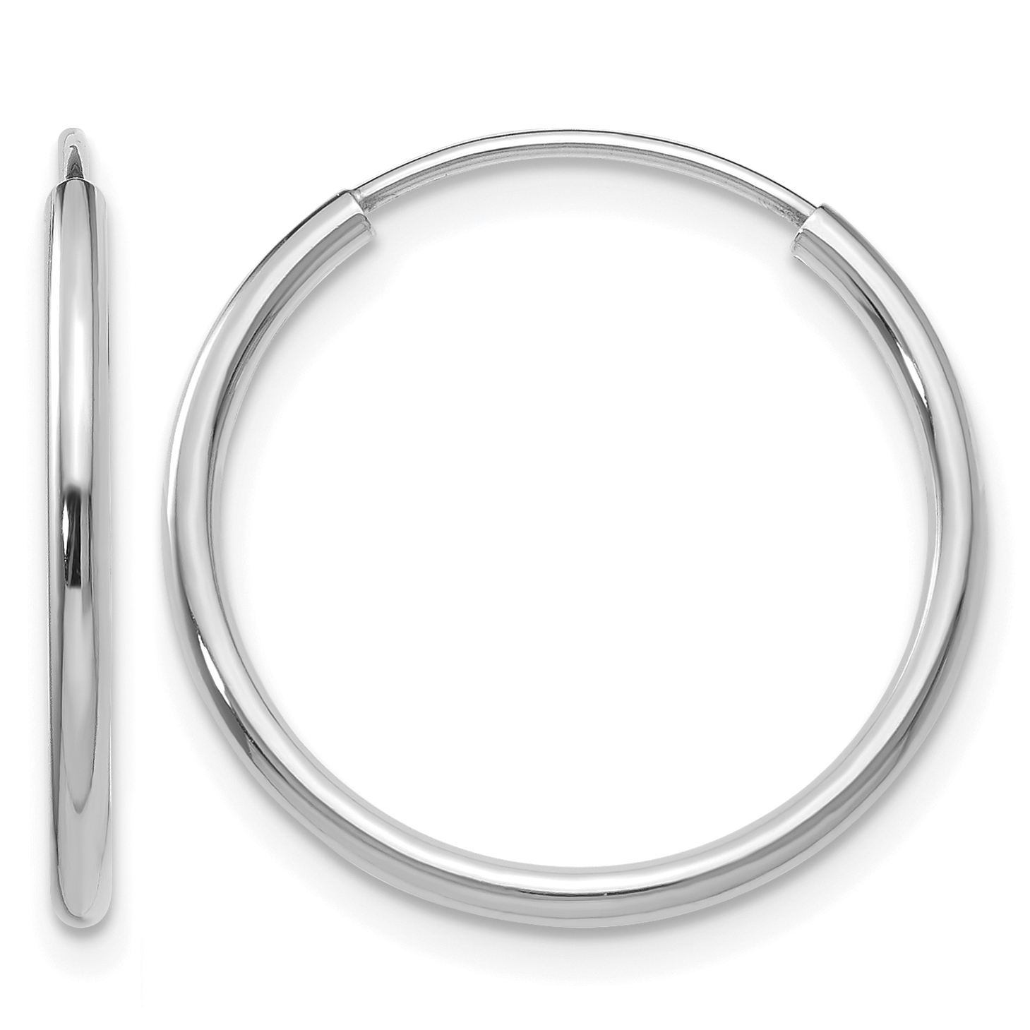 14k White Gold 1.5mm Polished Endless Hoop Earrings (XY1183)