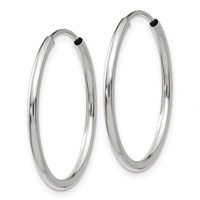 14K White Gold 1.5x 23mm Polished Endless Tube Hoop Earrings view 2