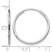 14K White Gold 1.5x 23mm Polished Endless Tube Hoop Earrings view 4