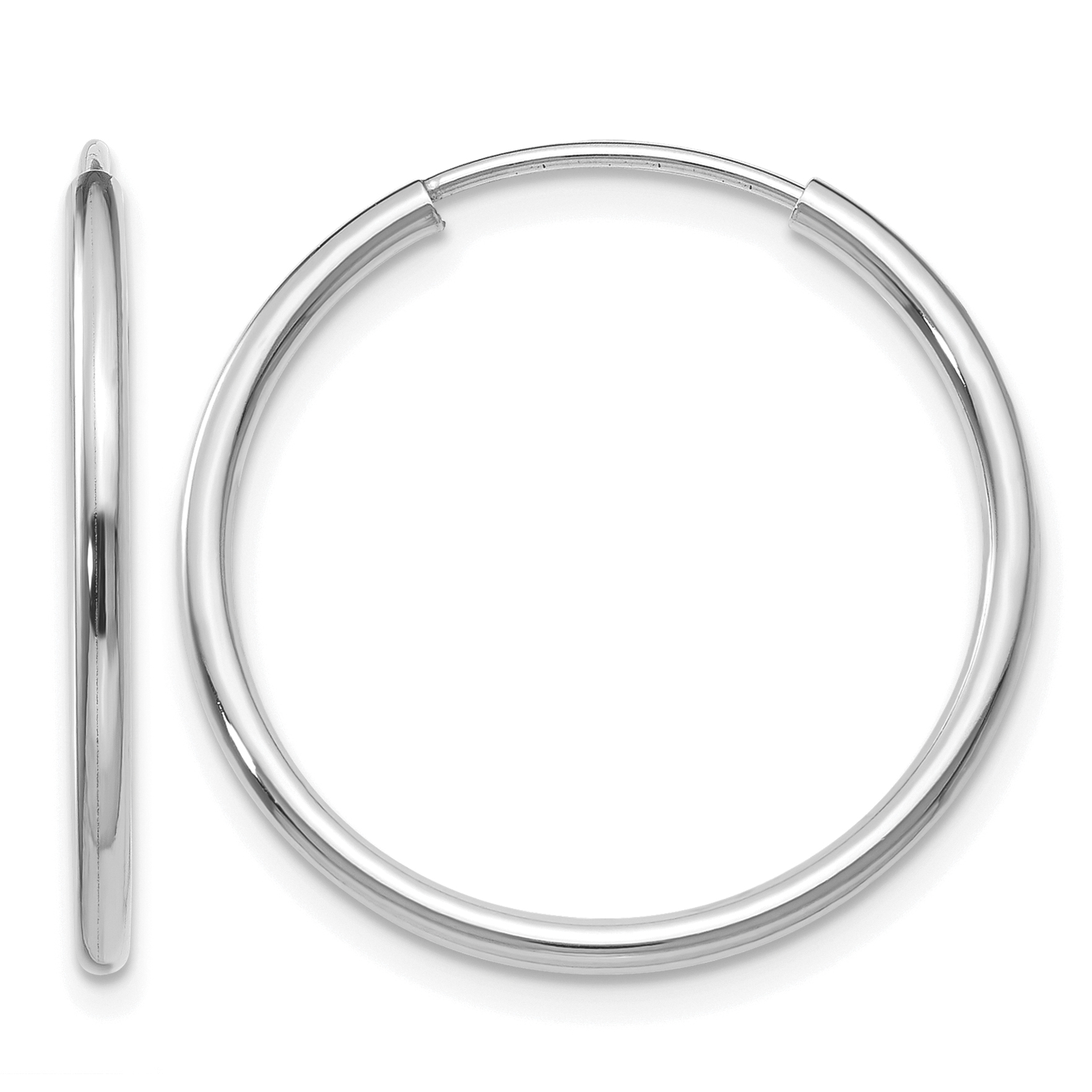 14k White Gold 1.5mm Polished Endless Hoop Earrings (XY1184)