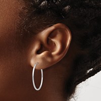 14K White Gold 1.5x 26mm Polished Endless Tube Hoop Earrings view 3