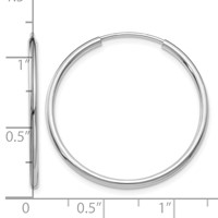 14K White Gold 1.5x 26mm Polished Endless Tube Hoop Earrings view 4