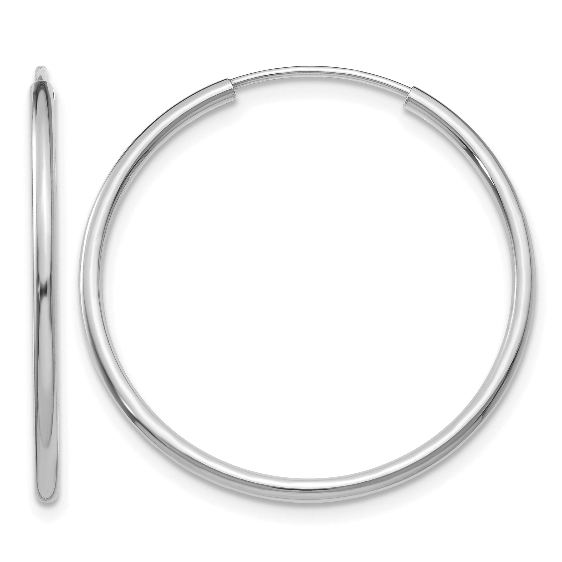 14k White Gold 1.5mm Polished Endless Hoop Earrings (XY1185)
