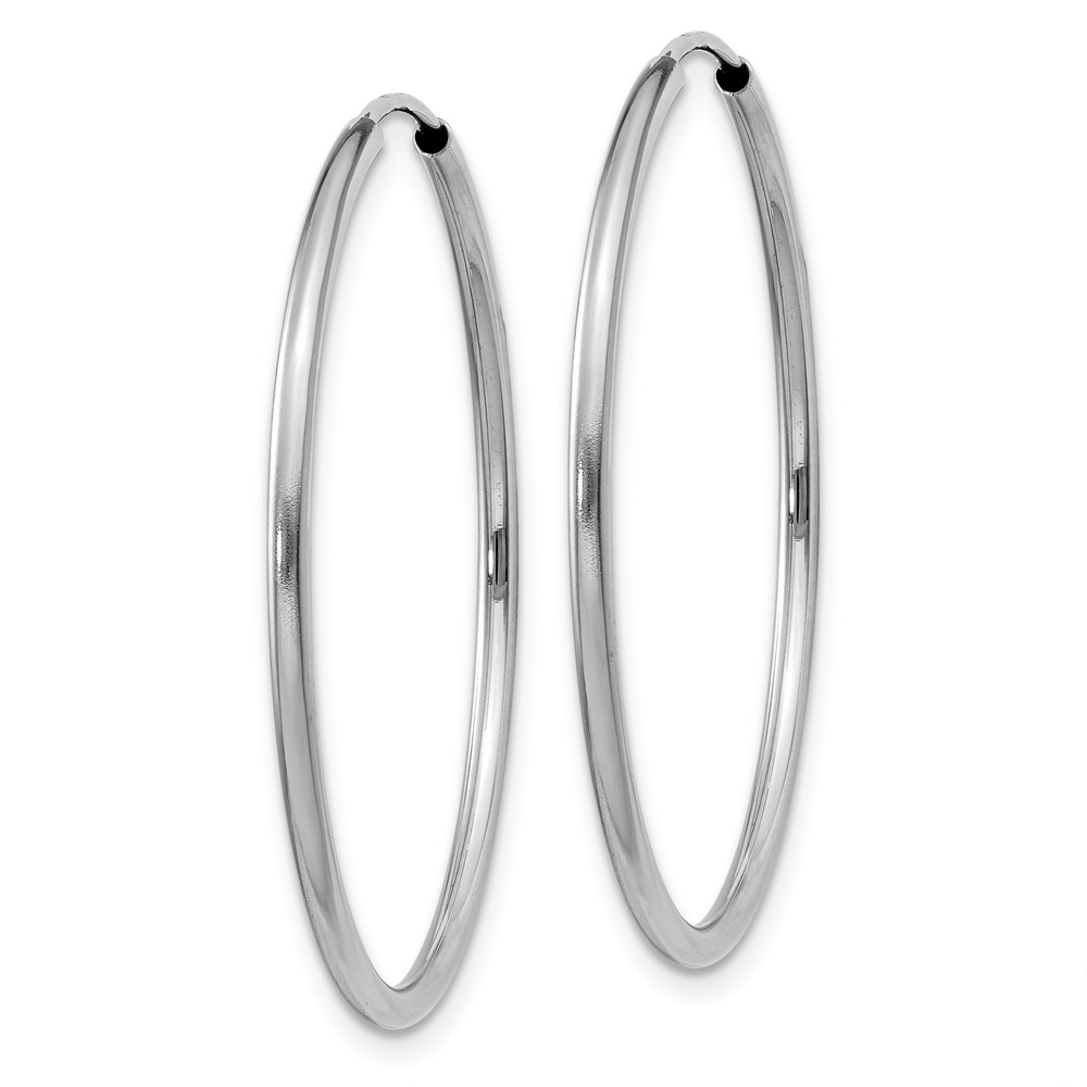 14k White Gold 1.5mm Polished Endless Hoop Earrings (XY1186)