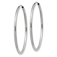 14K White Gold 1.5x 30mm Polished Endless Tube Hoop Earrings view 2