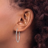 14K White Gold 1.5x 30mm Polished Endless Tube Hoop Earrings view 3