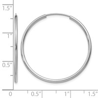 14K White Gold 1.5x 30mm Polished Endless Tube Hoop Earrings view 4
