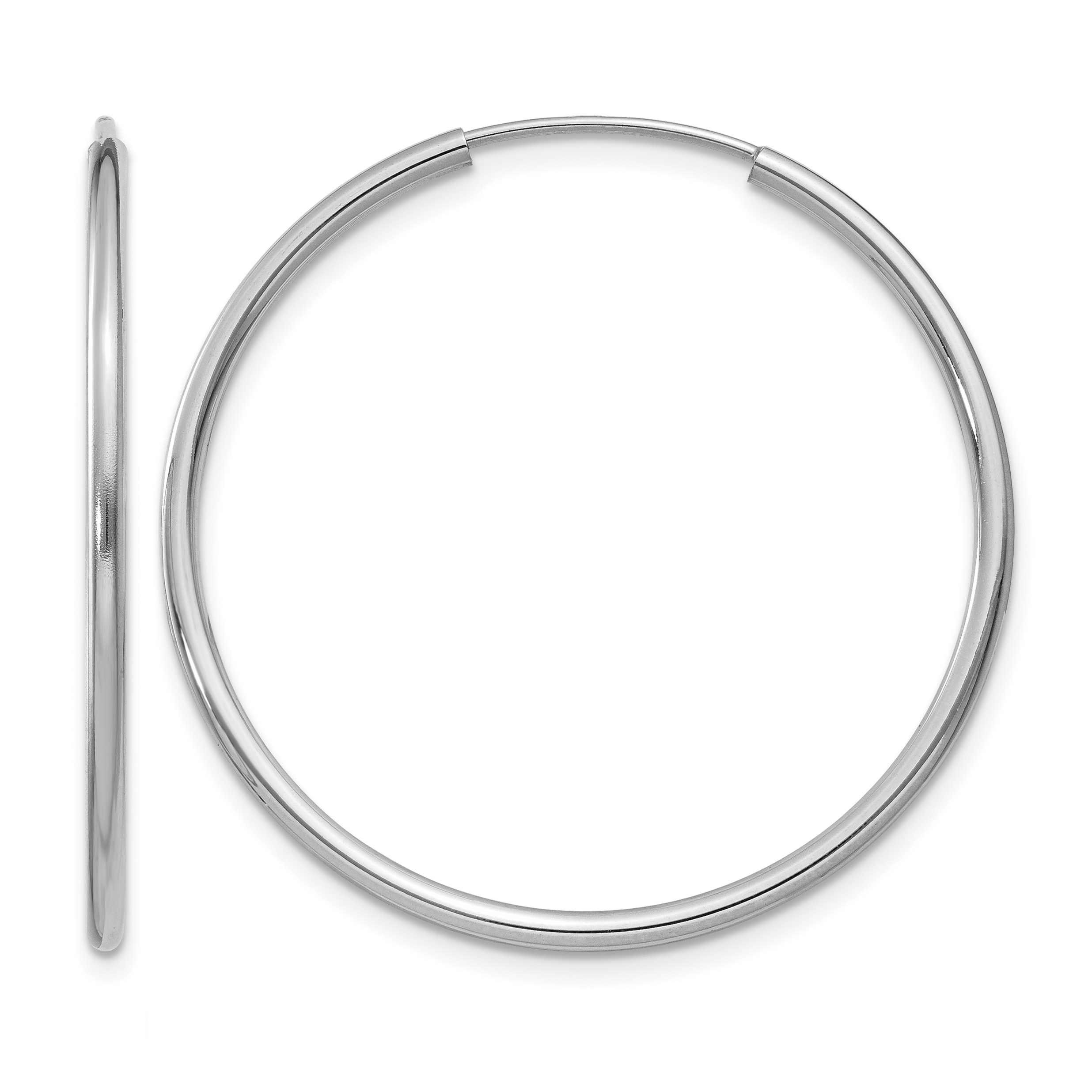 14k White Gold 1.5mm Polished Endless Hoop Earrings (XY1186)