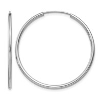 14K White Gold 1.5x 30mm Polished Endless Tube Hoop Earrings view 1