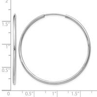 14K White Gold 1.5x 38mm Polished Endless Tube Hoop Earrings view 4
