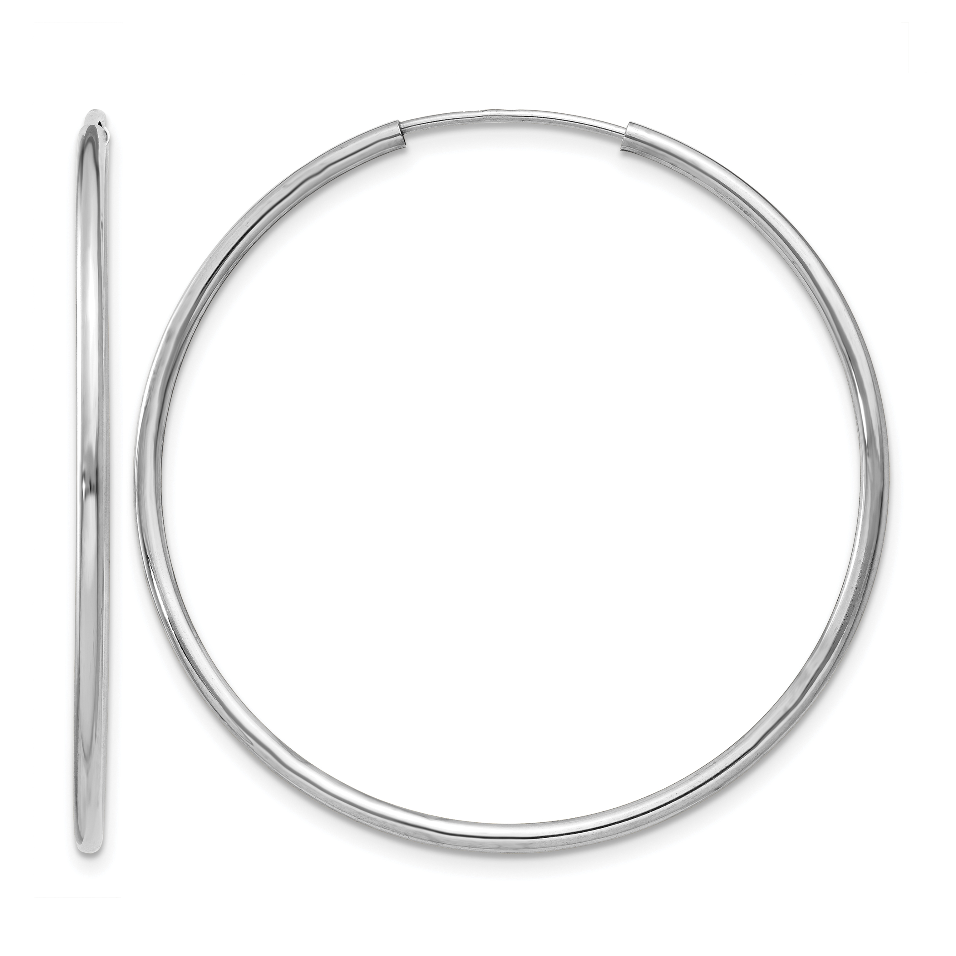 14k White Gold 1.5mm Polished Endless Hoop Earrings (XY1187)