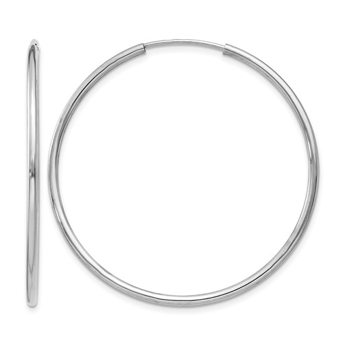 14K White Gold 1.5x 38mm Polished Endless Tube Hoop Earrings
