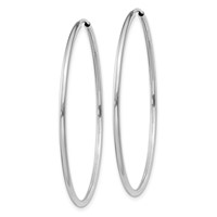 14K White Gold 1.5x 40mm Polished Endless Tube Hoop Earrings view 2