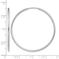 14K White Gold 1.5x 40mm Polished Endless Tube Hoop Earrings view 4