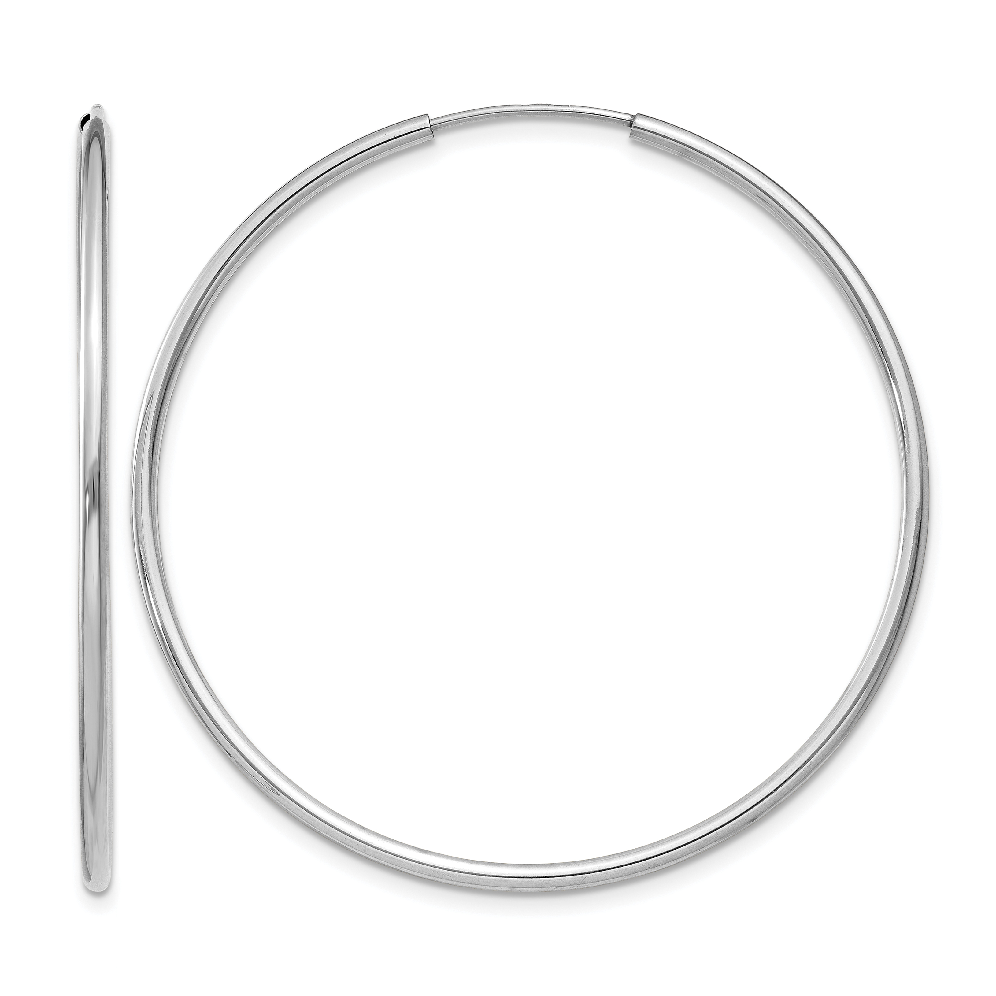 14k White Gold 1.5mm Polished Endless Hoop Earrings (XY1188)