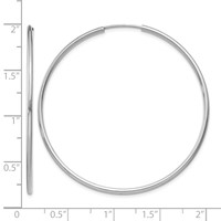 14K White Gold 1.5x 45mm Polished Endless Tube Hoop Earrings view 4