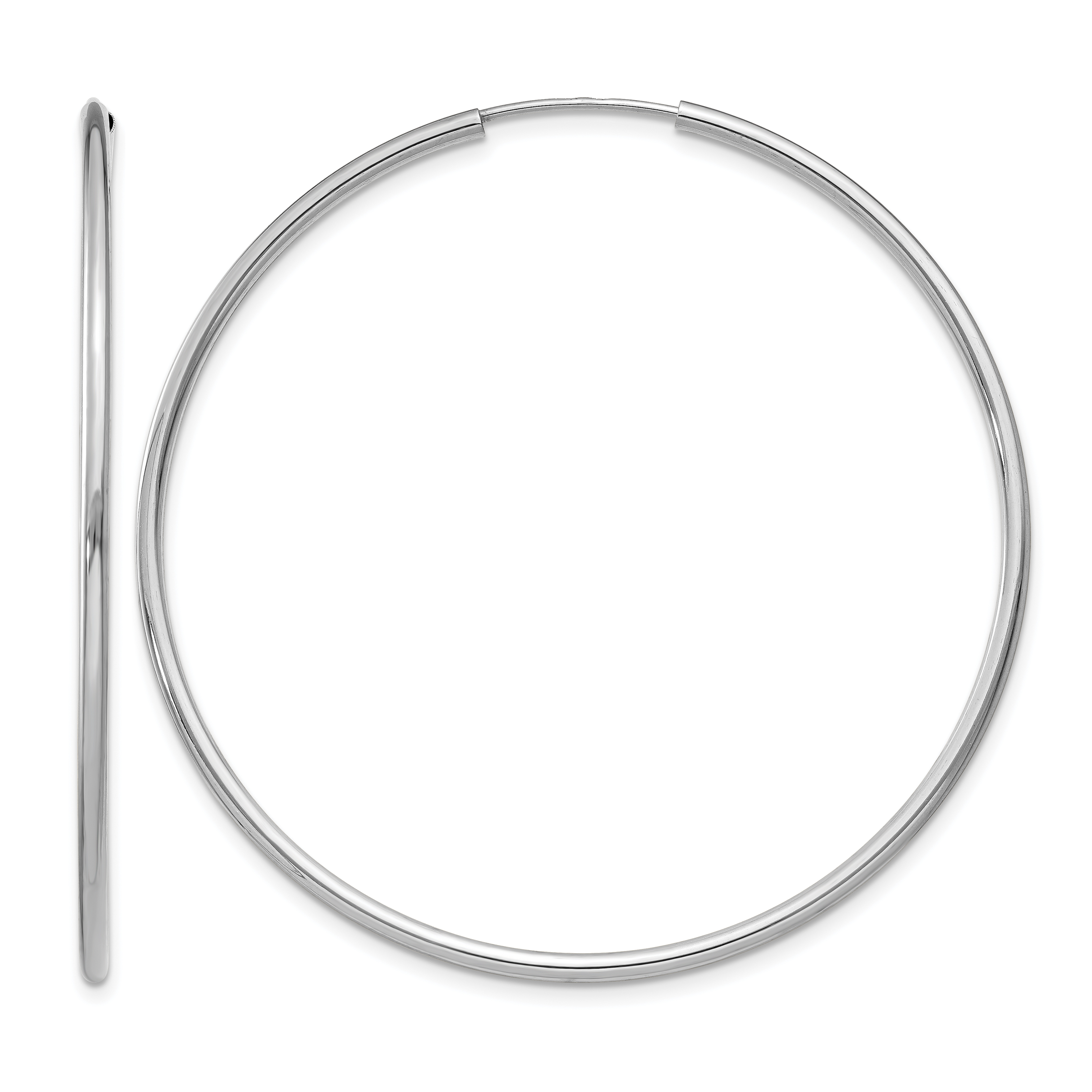 14k White Gold 1.5mm Polished Endless Hoop Earrings (XY1189)