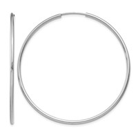 14K White Gold 1.5x 45mm Polished Endless Tube Hoop Earrings view 1