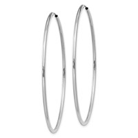 14K White Gold 1.5x 51mm Polished Endless Tube Hoop Earrings view 2