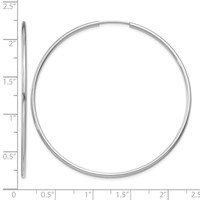 14K White Gold 1.5x 51mm Polished Endless Tube Hoop Earrings view 4
