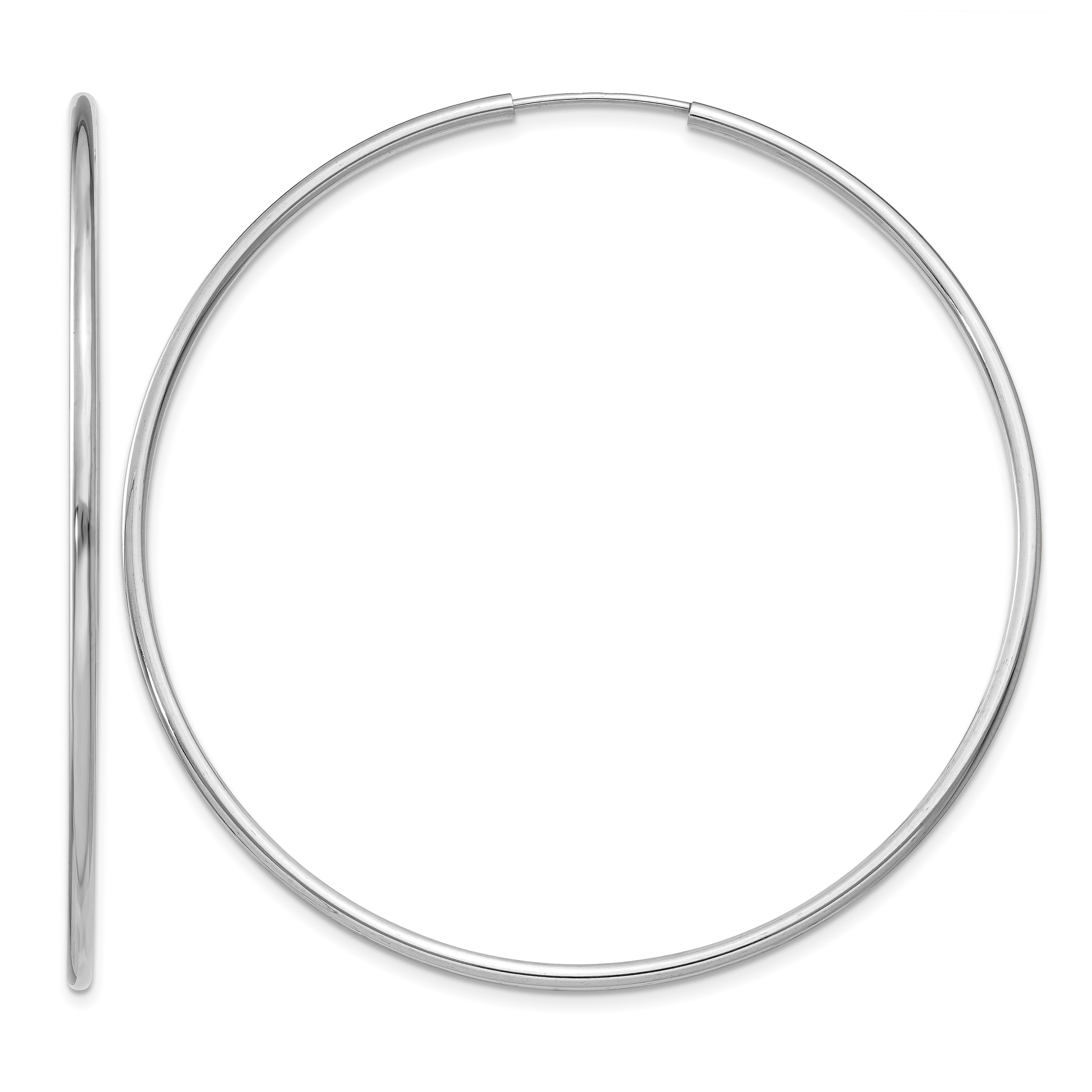 14k White Gold 1.5mm Polished Endless Hoop Earrings (XY1190)