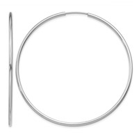 14K White Gold 1.5x 51mm Polished Endless Tube Hoop Earrings view 1