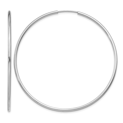 14K White Gold 1.5x 51mm Polished Endless Tube Hoop Earrings