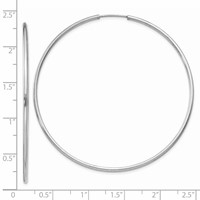 14K White Gold 1.5x 55mm Polished Endless Tube Hoop Earrings view 4