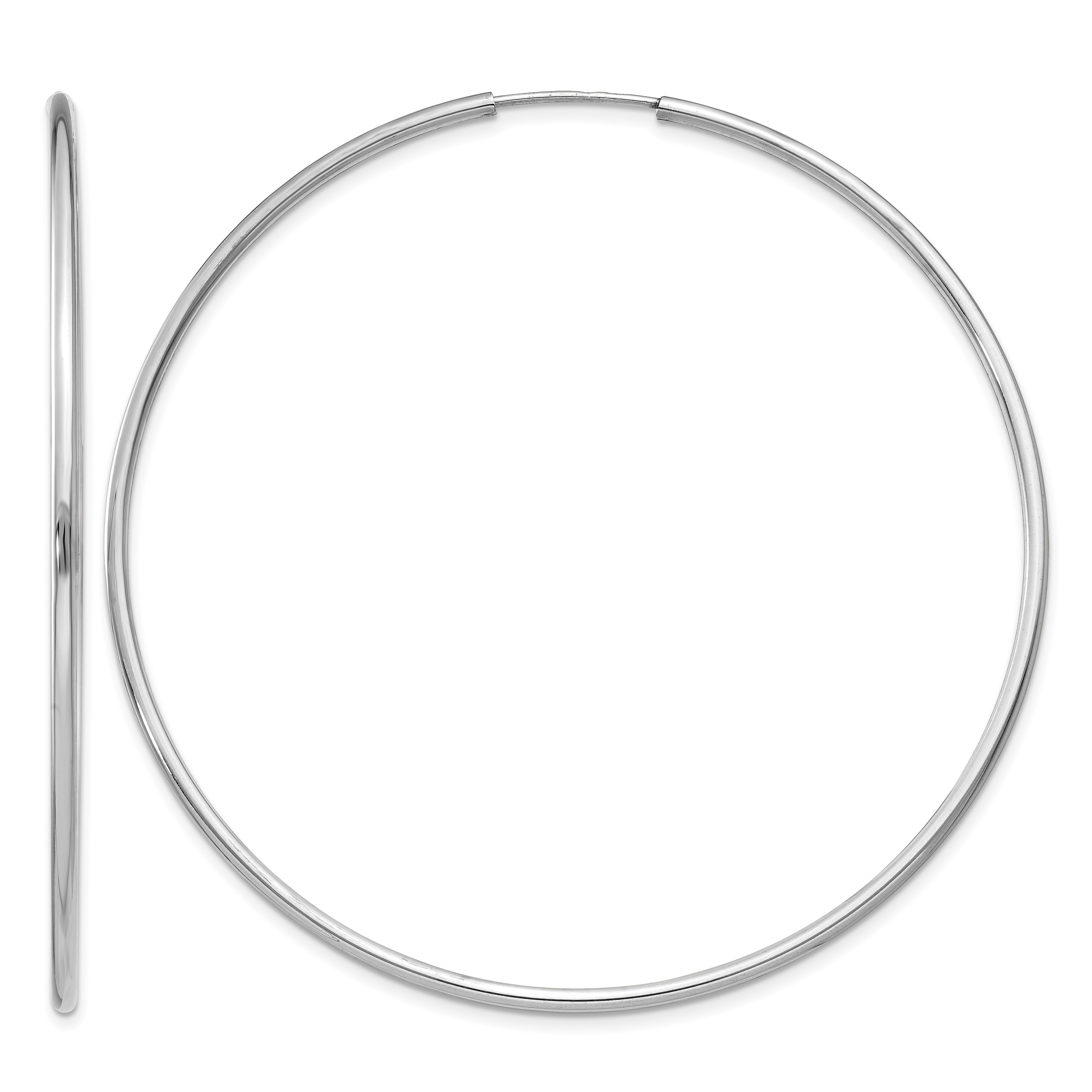 14k White Gold 1.5mm Polished Endless Hoop Earrings (XY1191)