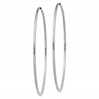 14K White Gold 1.5x 64mm Polished Endless Tube Hoop Earrings view 2
