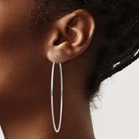 14K White Gold 1.5x 64mm Polished Endless Tube Hoop Earrings view 3