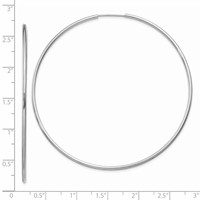 14K White Gold 1.5x 64mm Polished Endless Tube Hoop Earrings view 4