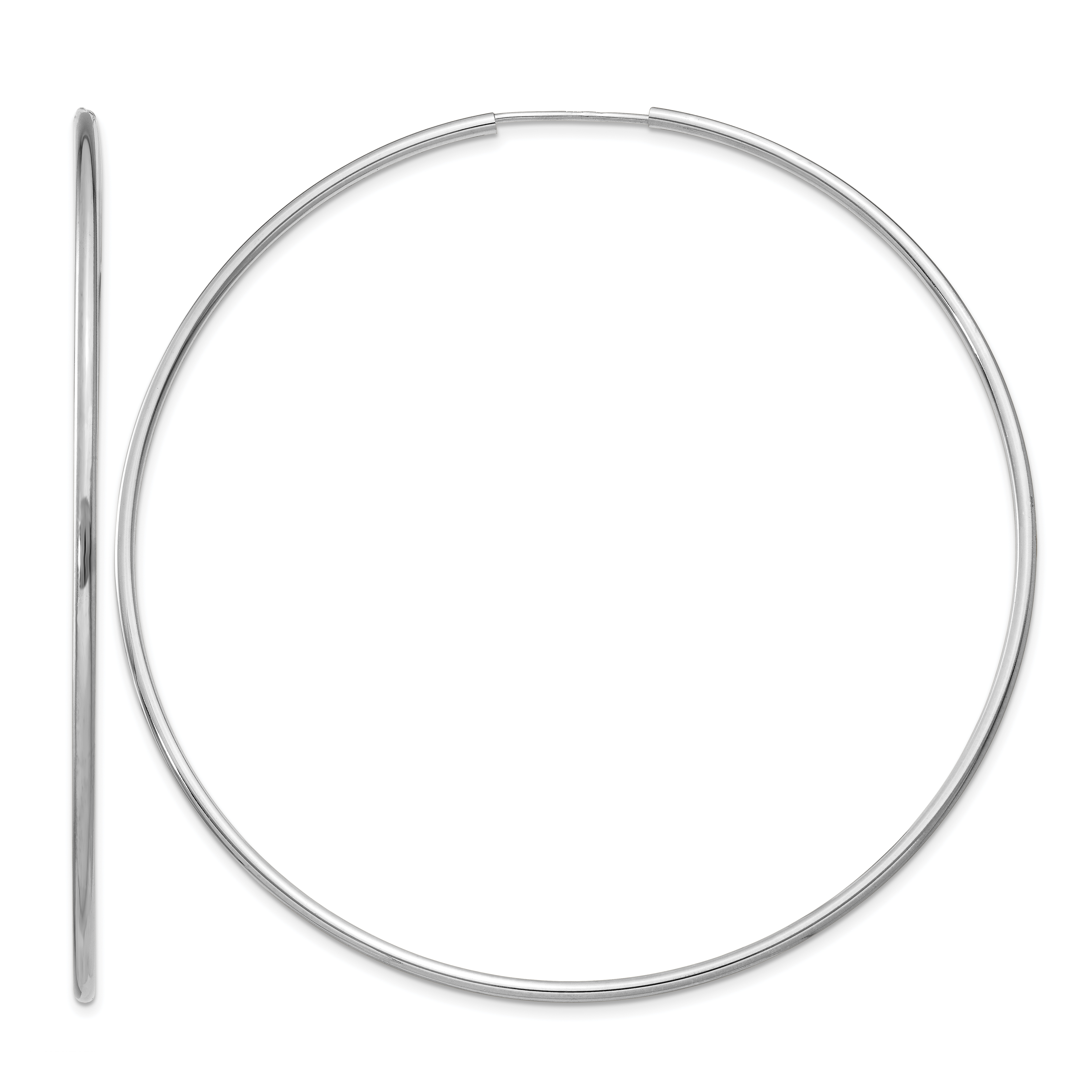 14k White Gold 1.5mm Polished Endless Hoop Earrings (XY1192)