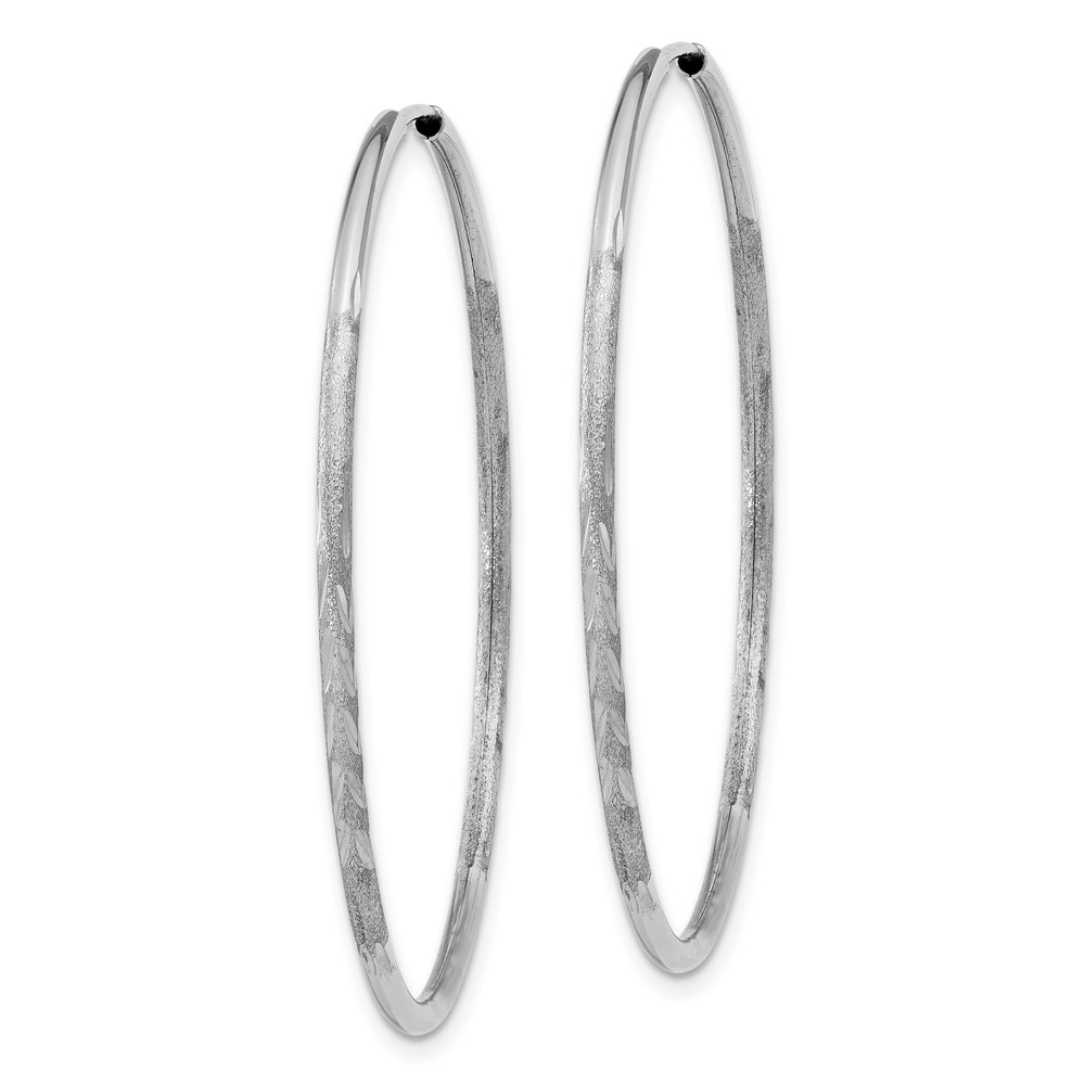 14k White Gold 1.5mm Diamond-cut Endless Hoop Earrings (XY1193)