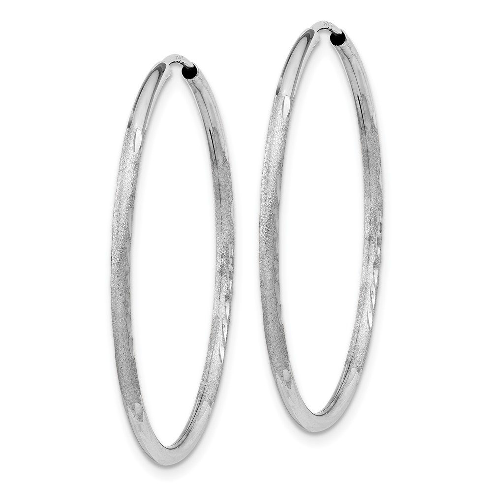 14k White Gold 1.5mm Diamond-cut Endless Hoop Earrings (XY1194)