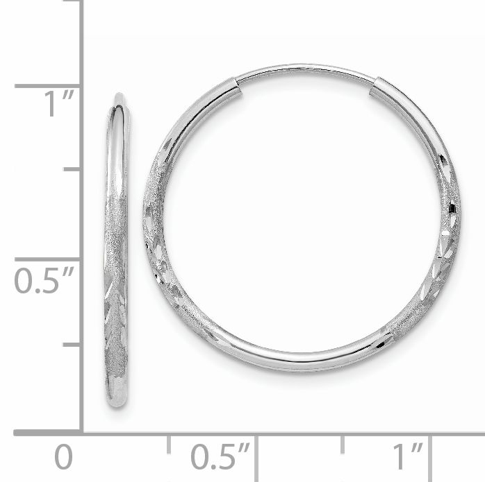 14k Gold 1.5x20mm Satin Diamond-cut Endless Tube Hoop Earrings XY1195 product image view 4