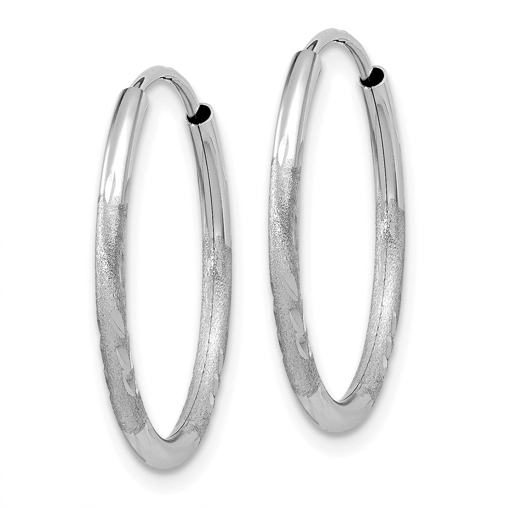 14k White Gold 1.5mm Diamond-cut Endless Hoop Earrings (XY1196)