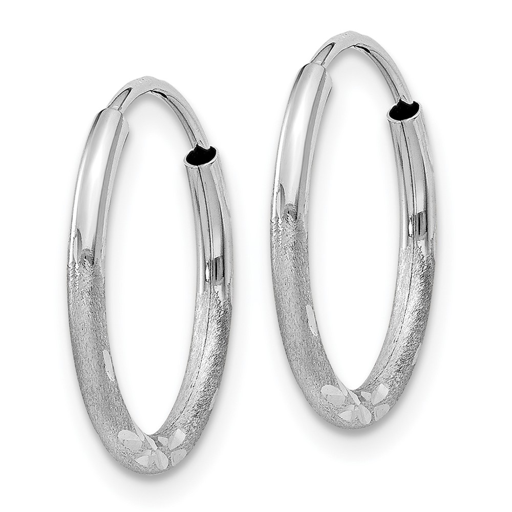14k White Gold 1.5mm Diamond-cut Endless Hoop Earrings (XY1197)