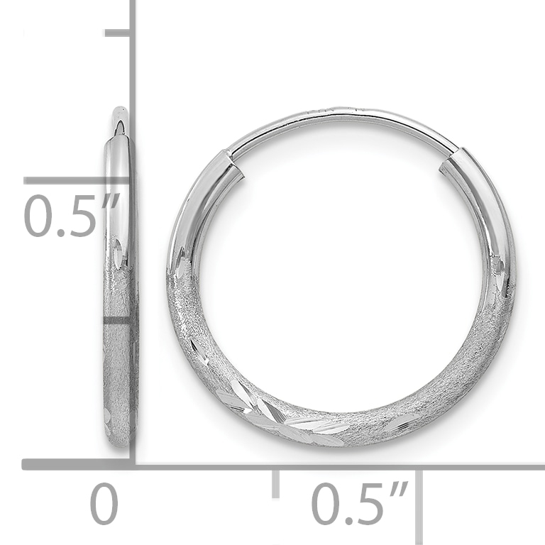 14k Gold 1.5x14mm Satin Diamond-cut Endless Tube Hoop Earrings XY1197 detailed image 4