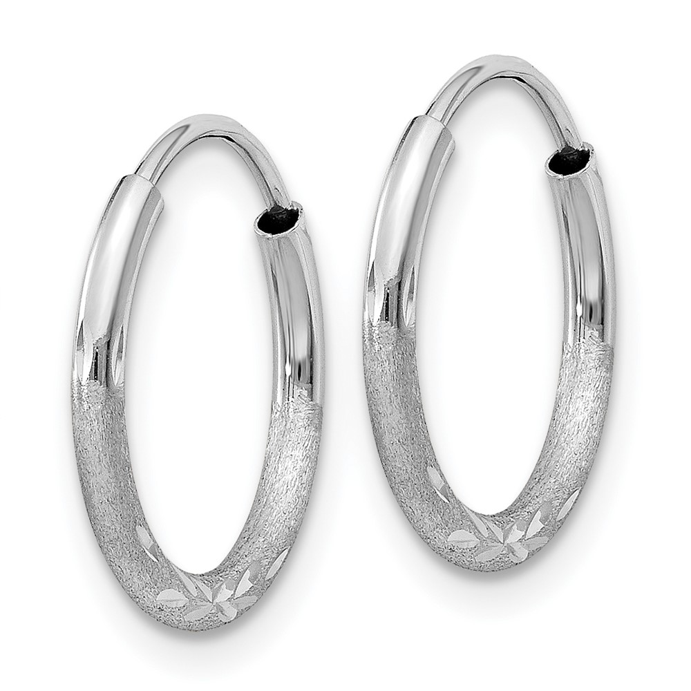 14k White Gold 1.5mm Diamond-cut Endless Hoop Earrings (XY1198)