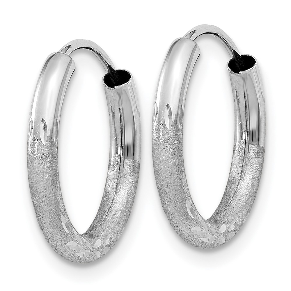14k White Gold 2mm Diamond-cut Endless Hoop Earrings (XY1199)